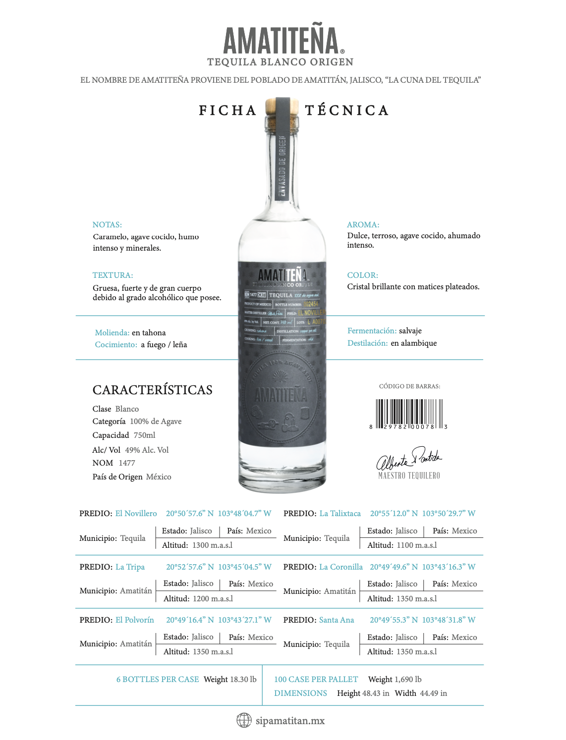 Tequila Blanco Origen - Amatiteña