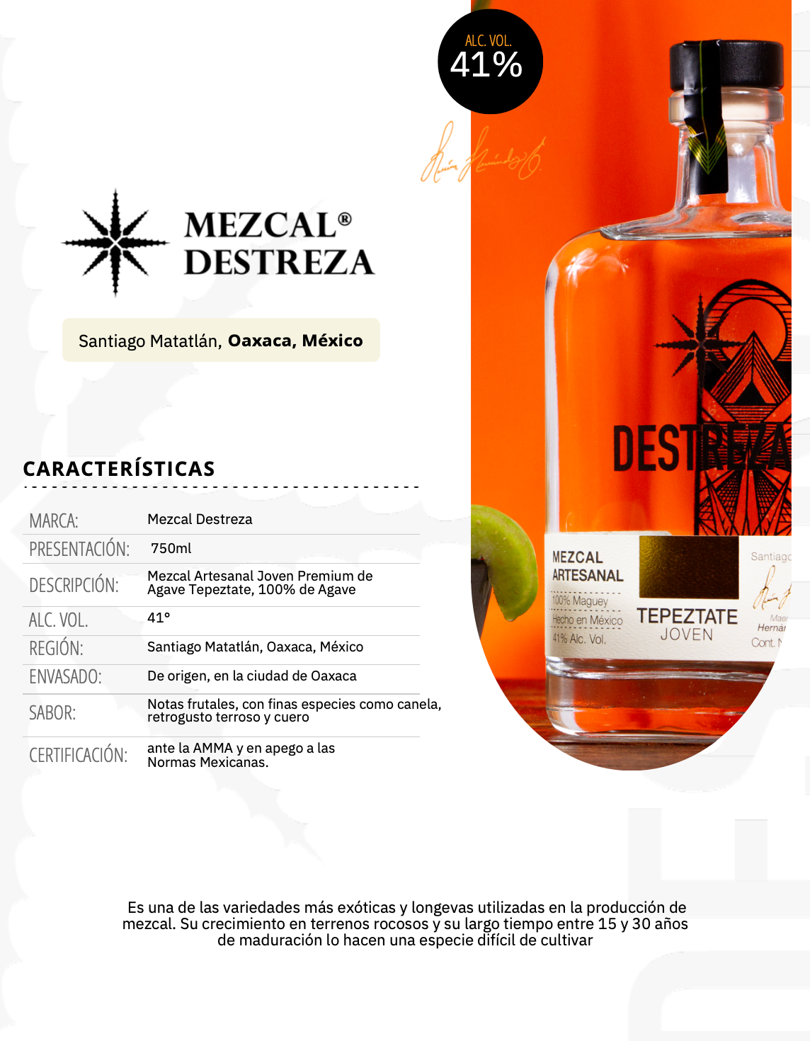 Mezcal Destreza - Tepeztate 750ml