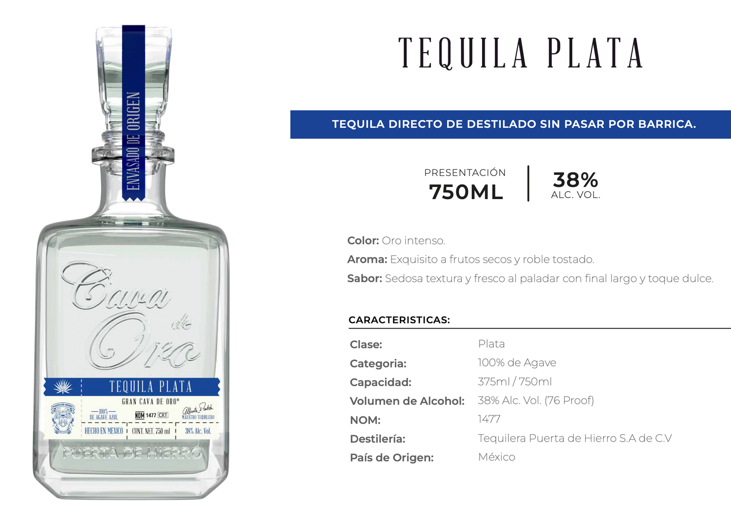 Tequila Cava de Oro - Plata
