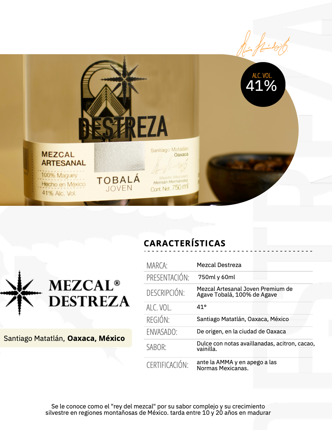 Mezcal Destreza - Tobalá Joven