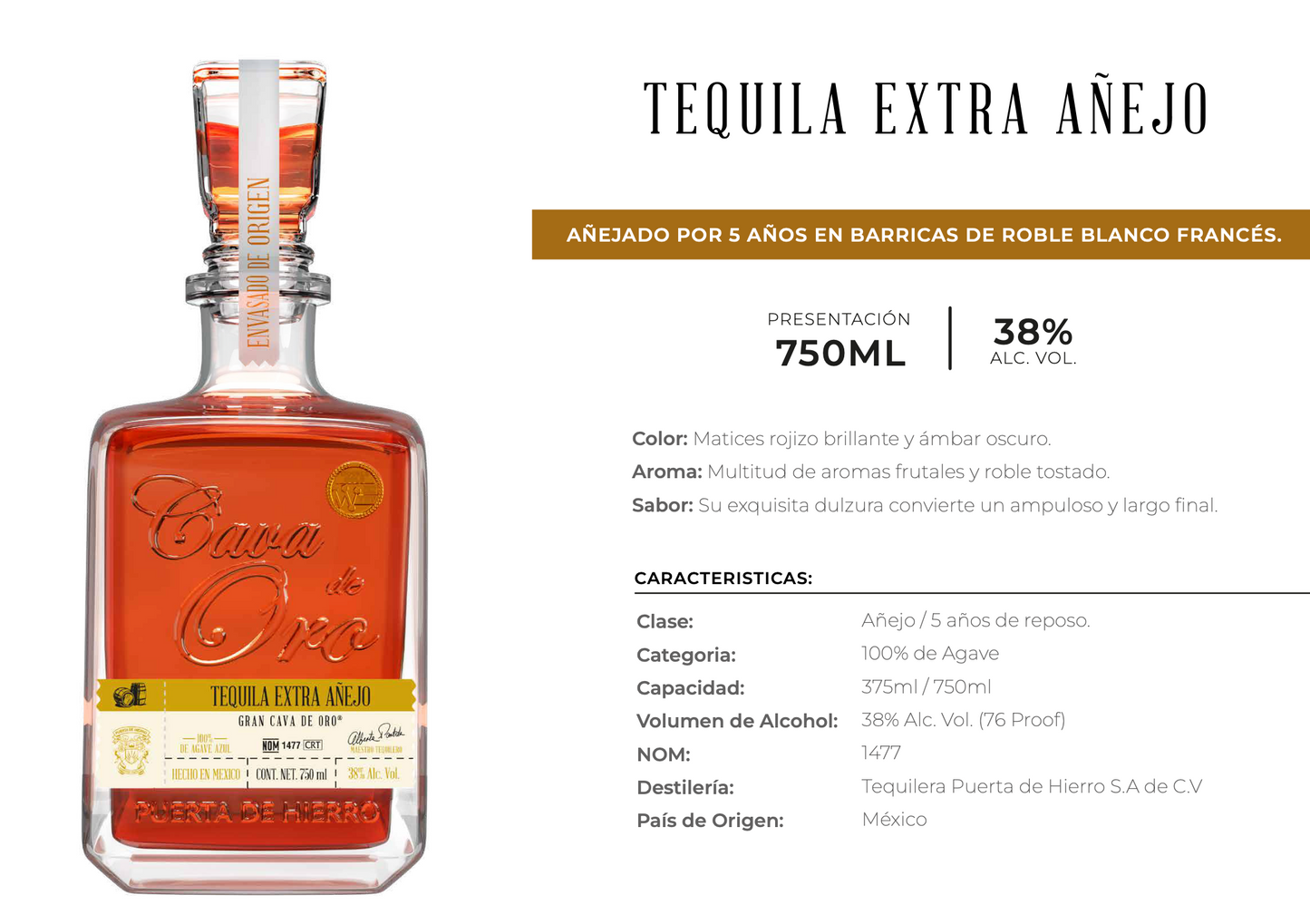 Tequila Cava de Oro - Extra Añejo